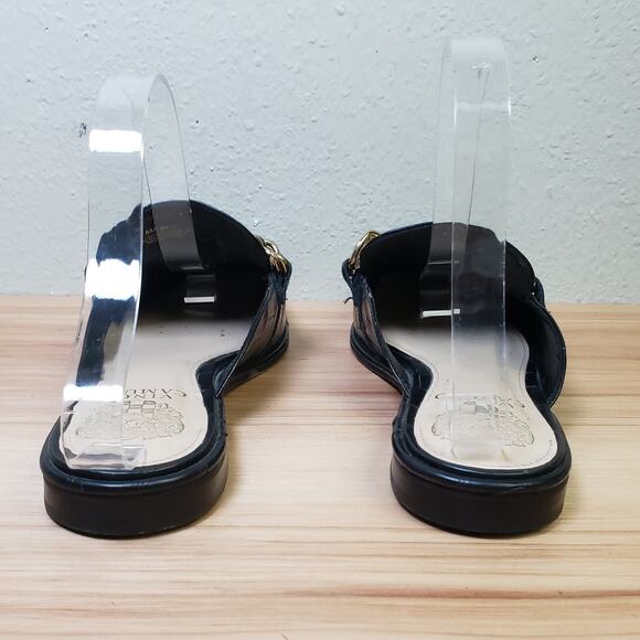 Vince Camuto Women's 8.5 Rachey Chain Link Black Leather Mule Preppy Old Money - Picture 6 of 9